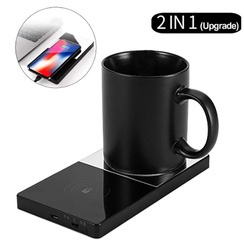 2 In 1 Heating Mug Cup Warmer Electric Wireless Charger