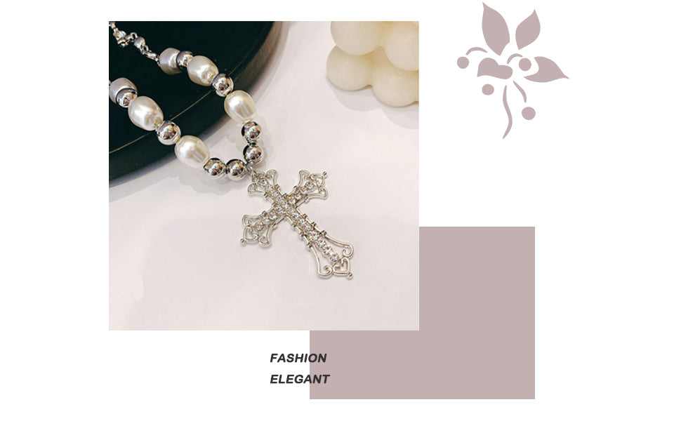Cross Pendant Pearl Necklace for Women