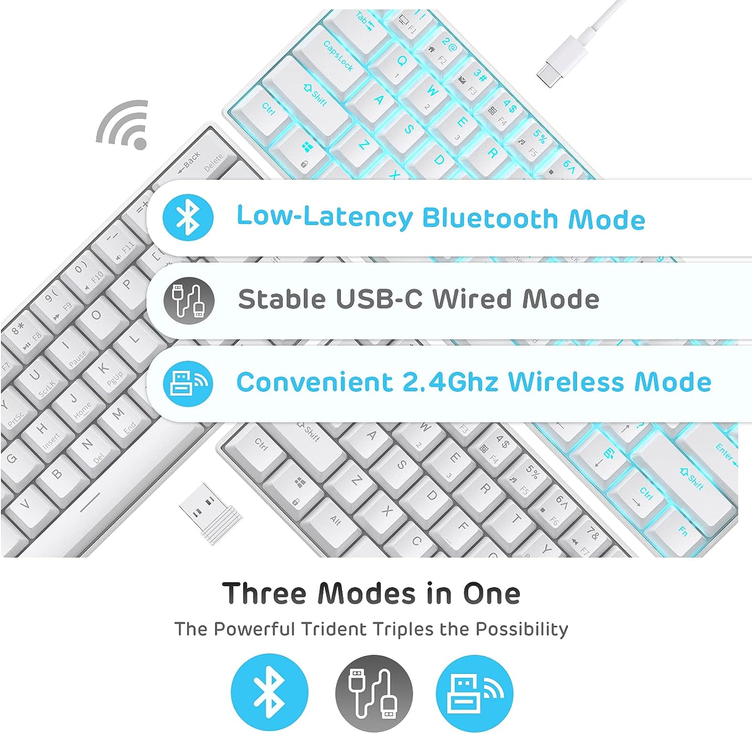 60% Mechanical Keyboard Bluetooth Wired Dual Mode - Easybuynook