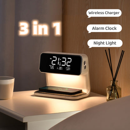 3 In 1 Bedside Lamp with Wireless Charging Function - Easybuynook