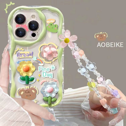 Clear Flower Lanyard Phone Case for iPhone