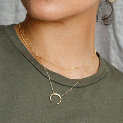 Punk Horn Pendant Necklace for Women