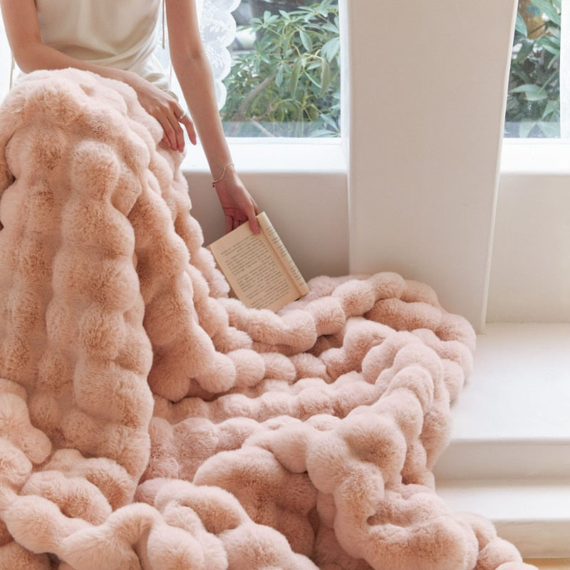 Faux Fur Plush Throw Blanket