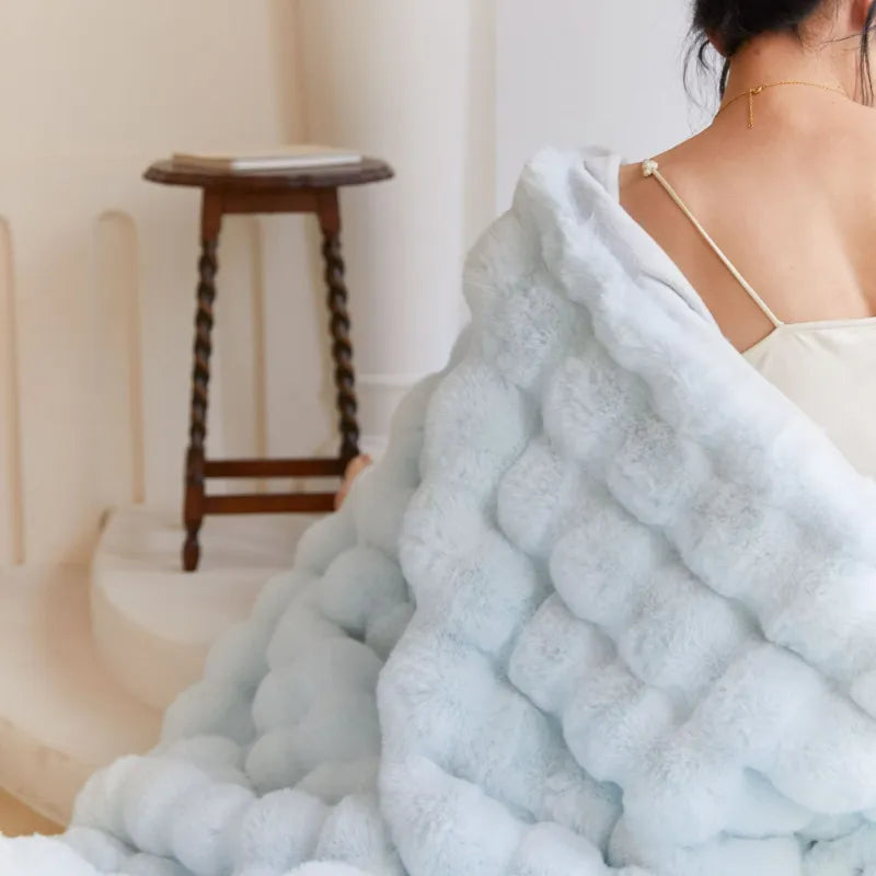 Faux Fur Plush Throw Blanket