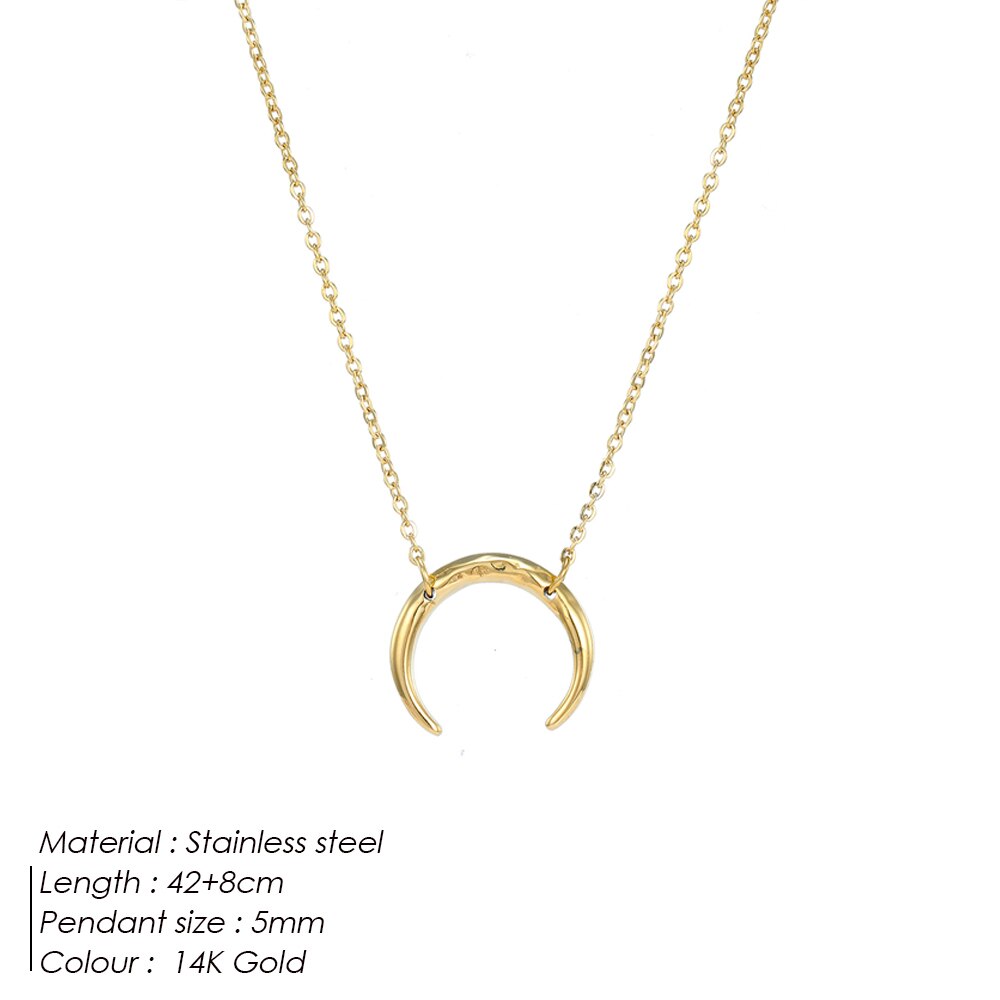 46248224063802Punk Horn Pendant Necklace for Women Gold