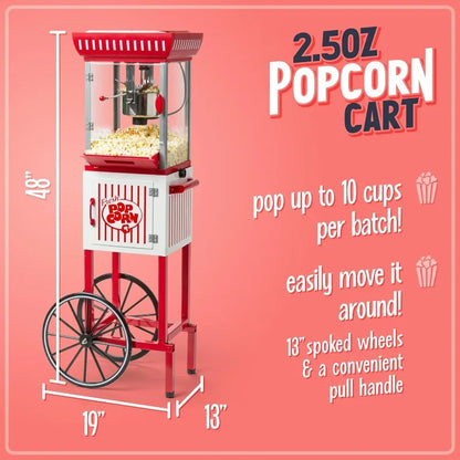 Nostalgia Popcorn Maker Machine - Professional Cart With 2.5 Oz