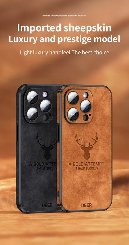 Luxury Deer Leather Phone Case For iPhone