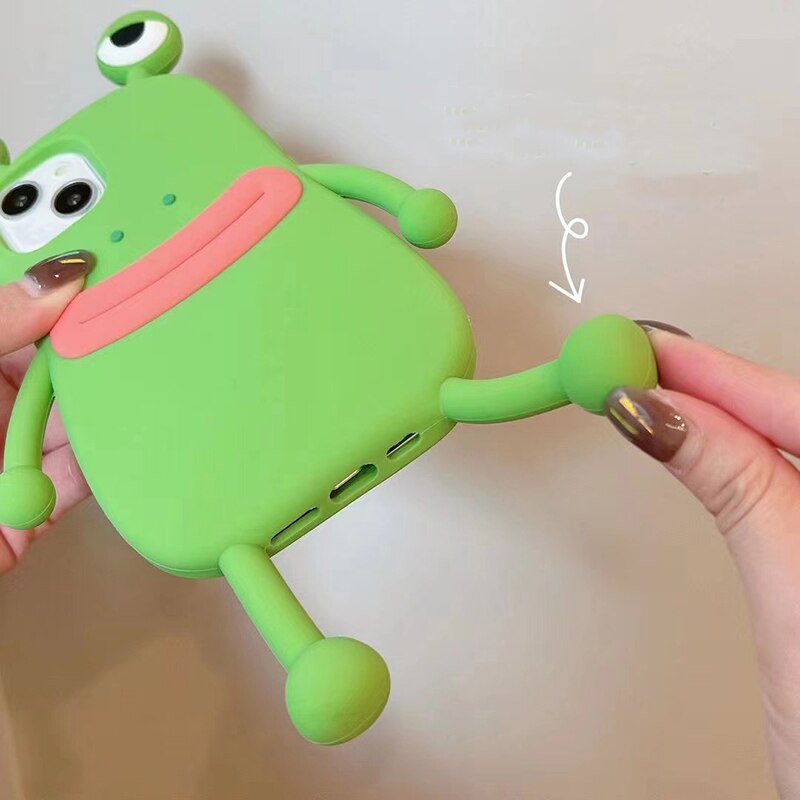 Soft Silicone 3D Frog Phone Case For iPhone