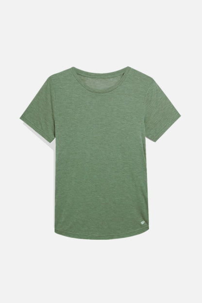 Women's Merino Wool Tencel Short Sleeve Top - Army Green